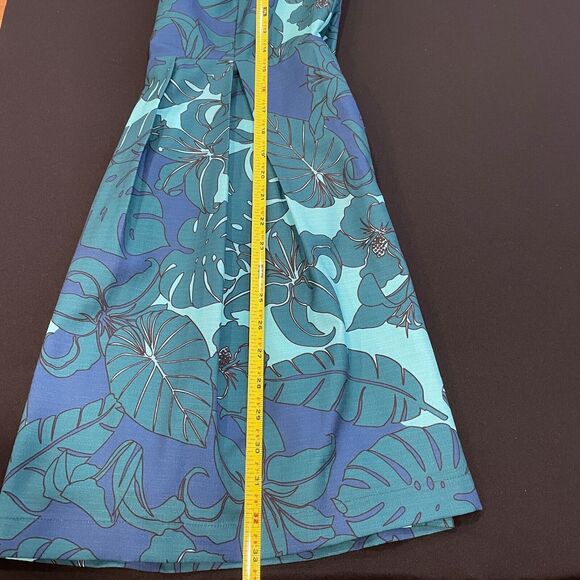 ~ Pink Martini Med Blue Green Tropical A-Line Sleeveless Lined Dress* - Pockets! - Picture 6 of 16